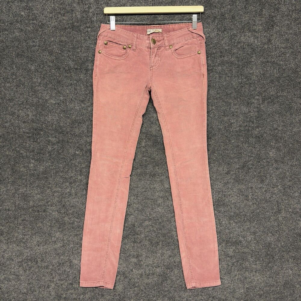 We The Free Free People Pink Skinny Corduroy Jeans Pants Low Rise Size 26 (FLAW)